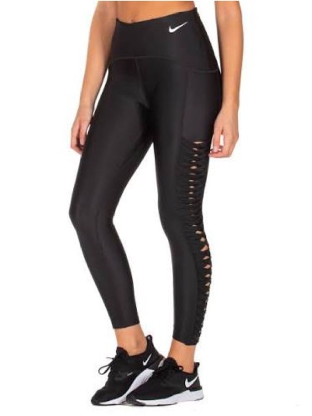 NIKE sz S Speed Twist CI9485 Black 7/8 Running Tights - Picture 7 of 7
